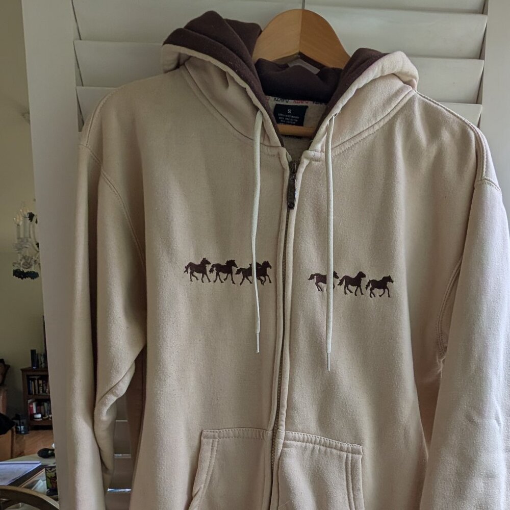 Embroidered running horses sweatshirt hoodie equestrian